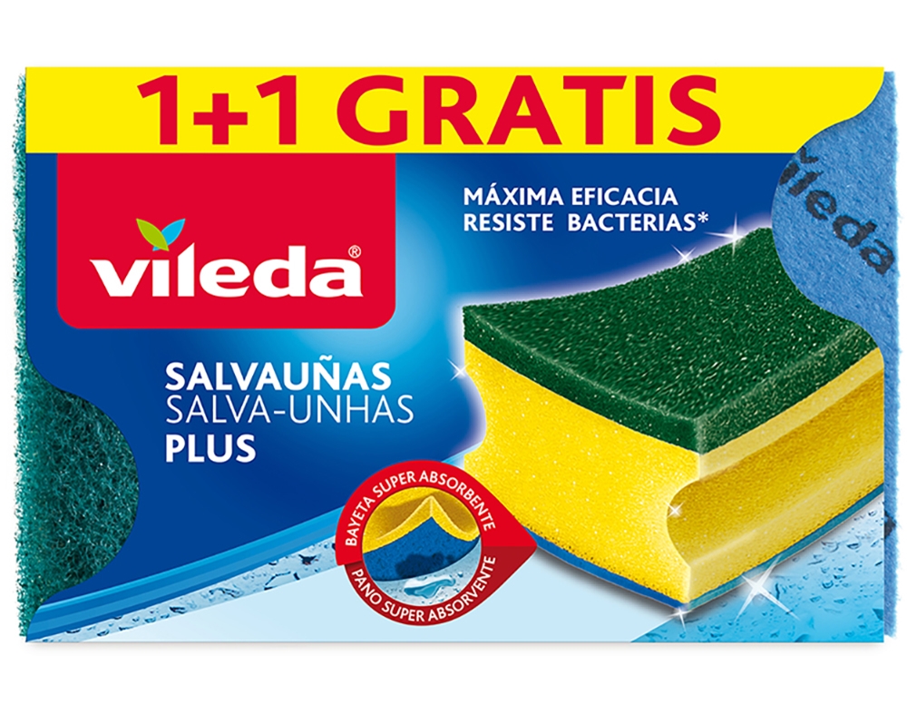 Esfregão verde anti-bactérias Vileda 1un+1grátis