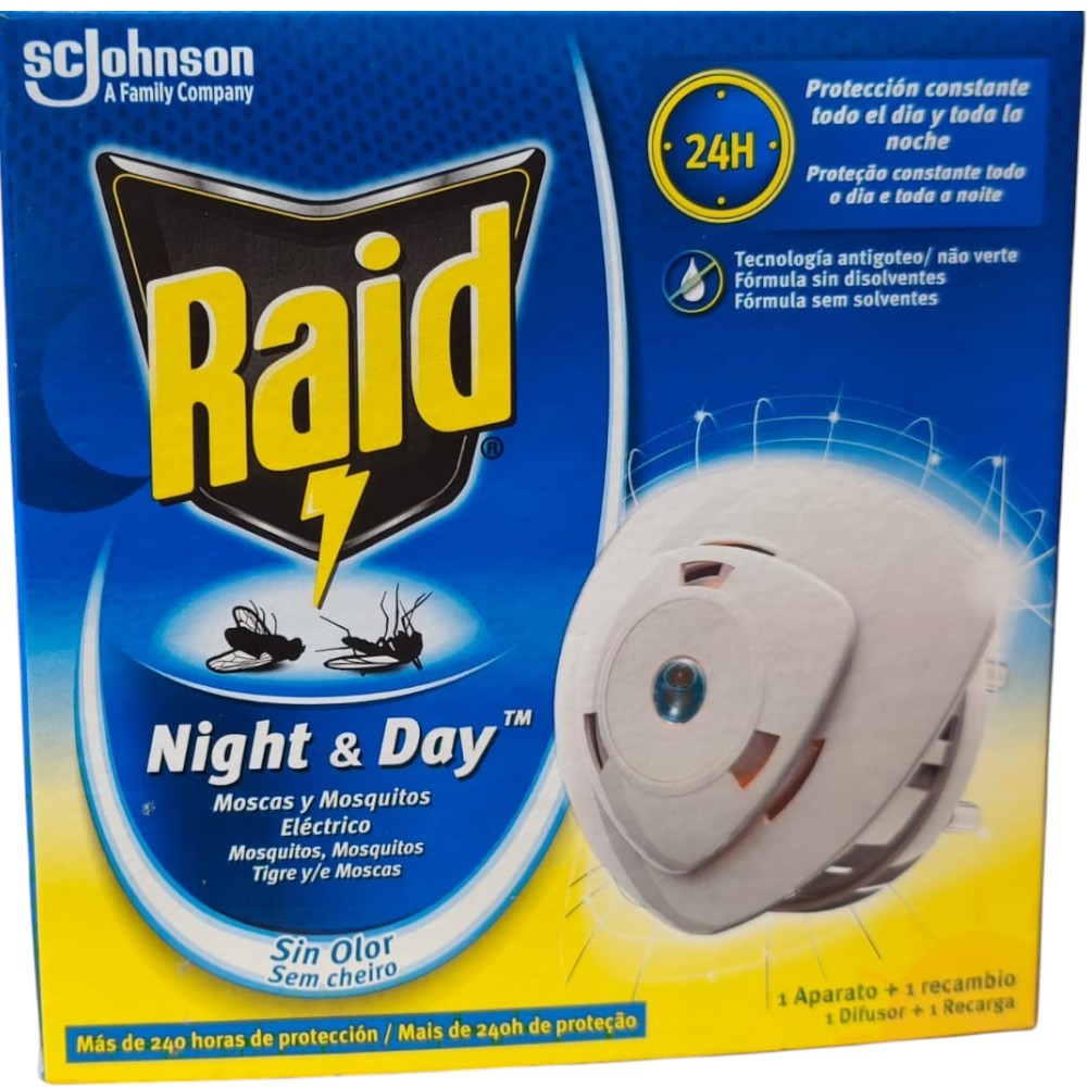 Aparelho Difusor Raid Night & Day + 1 rec 2,25g