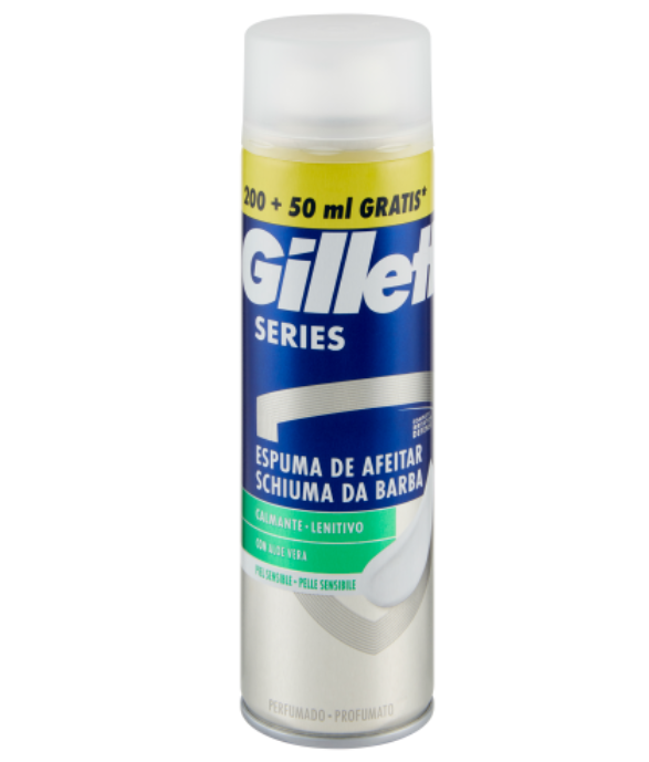 Espuma peles sensíveis Gillette 200ml+50grátis