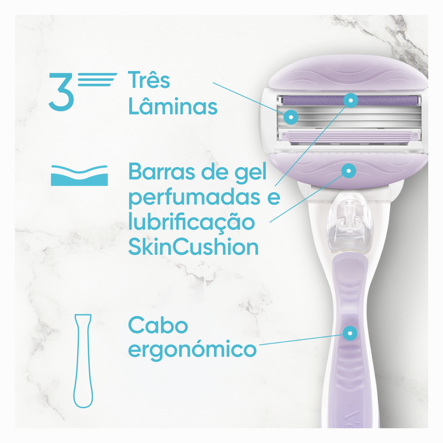 Máquina depiladora Gillette Venus ComfortGlide Breeze 1un + 2rec