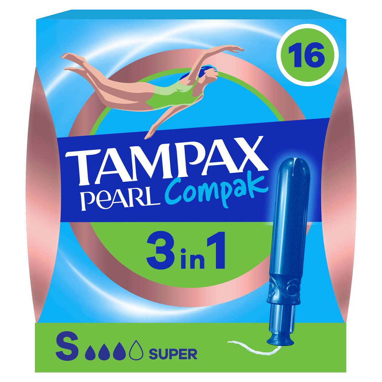 Tampons Tampax Pearl compak Super 16un