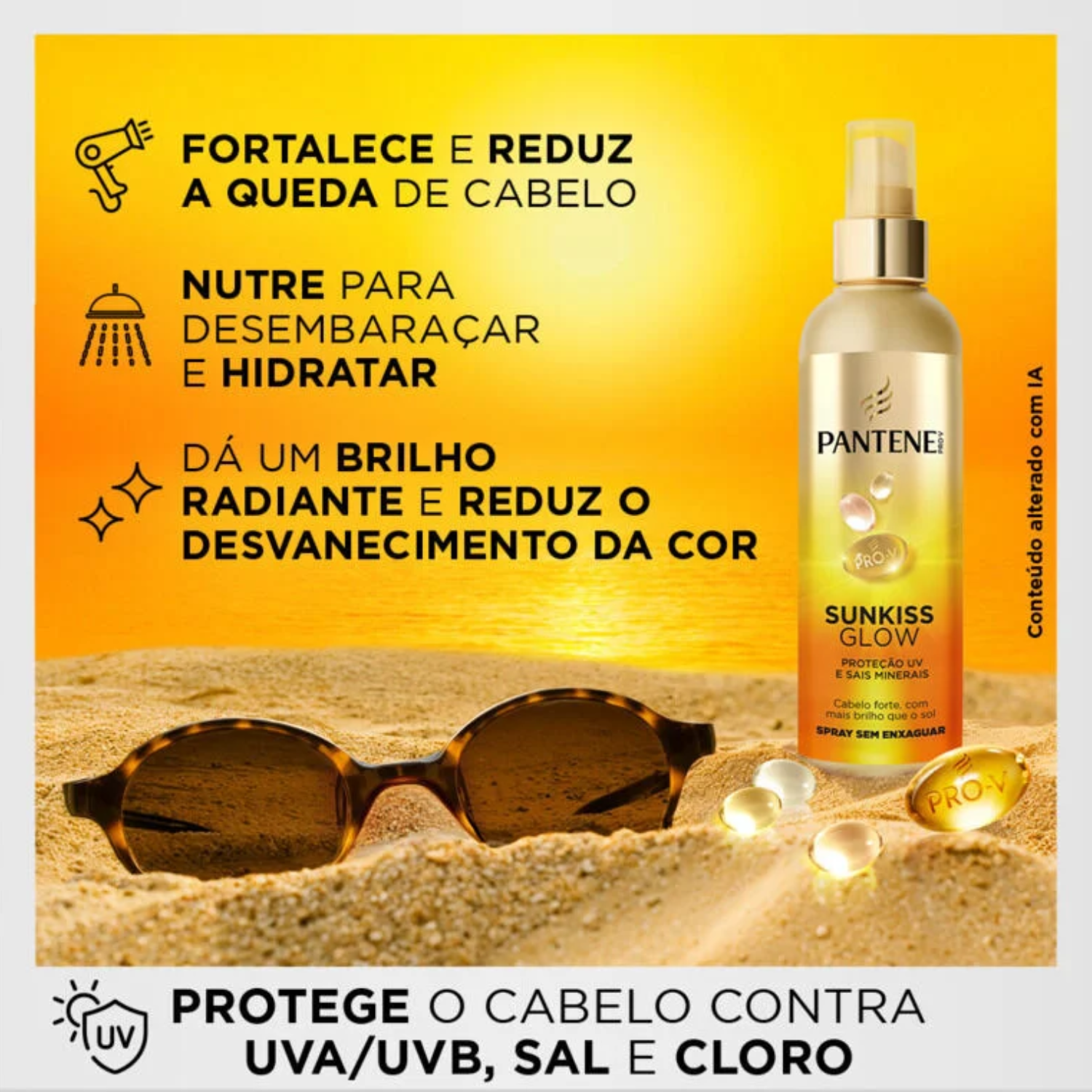 Pantene Sunkiss Glow UV Protection Hair Spray 200ml