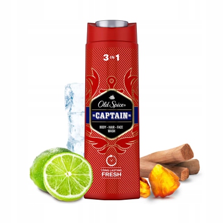 Gel de banho + Champô + Rosto 3in1 Old Spice Captain 250ml