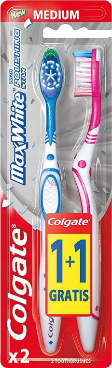 Escova de dentes Colgate Max White 1un+1grátis